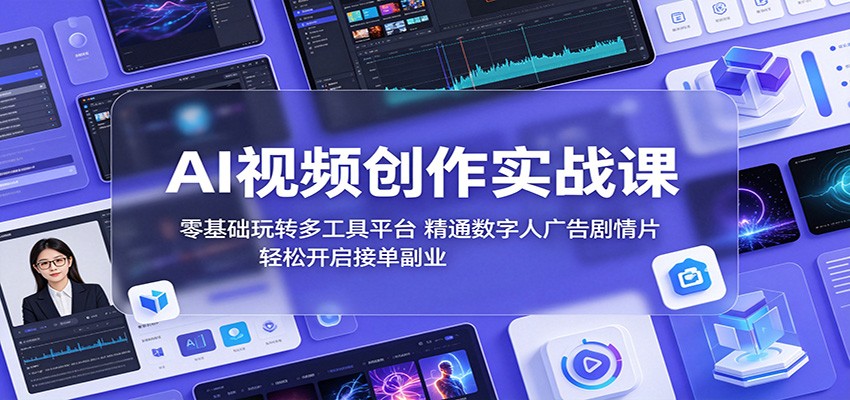 AI视频创作实战课：零基础玩转多工具平台，精通数字人广告、剧情片，轻松开启接单副业-FANGXZHAN网创