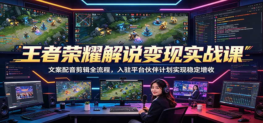 王者荣耀解说变现实战课：文案配音剪辑全流程，入驻平台伙伴计划实现稳定增收-FANGXZHAN网创
