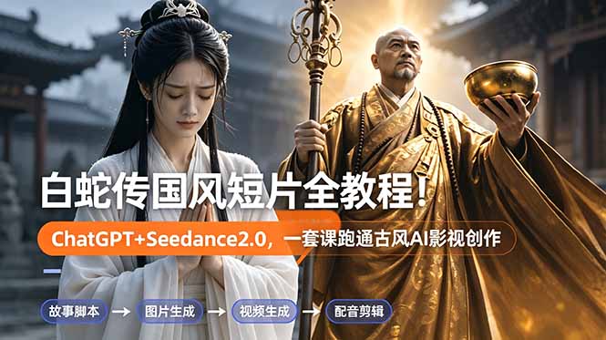 白蛇传-国风短片全教程！ChatGPT+Seedance2.0，一套课跑通古风AI影视创作-FANGXZHAN网创