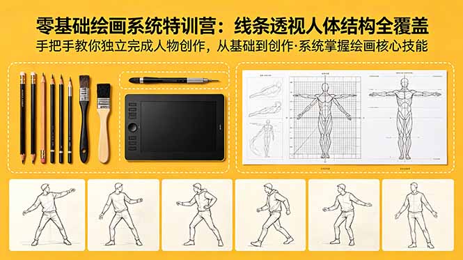 零基础绘画系统特训营：线条透视人体结构全覆盖，手把手教你独立完成人物创作-FANGXZHAN网创