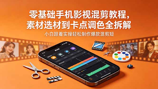 零基础手机影视混剪教程，素材选材到卡点调色全拆解，小白跟着实操轻松制作爆款混剪短片-FANGXZHAN网创