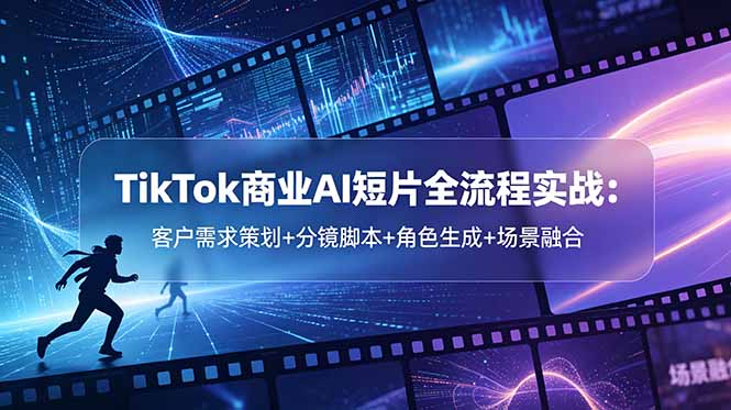 TikTok商业AI短片全流程实战：客户需求策划+分镜脚本+角色生成+场景融合-FANGXZHAN网创
