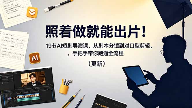 照着做就能出片！19节AI短剧导演课，从剧本分镜到对口型剪辑，手把手带你跑通全流程(更新-FANGXZHAN网创
