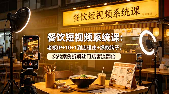 餐饮短视频系统课：老板IP+10+1到店理由+爆款钩子，实战案例拆解让门店客流翻倍-FANGXZHAN网创