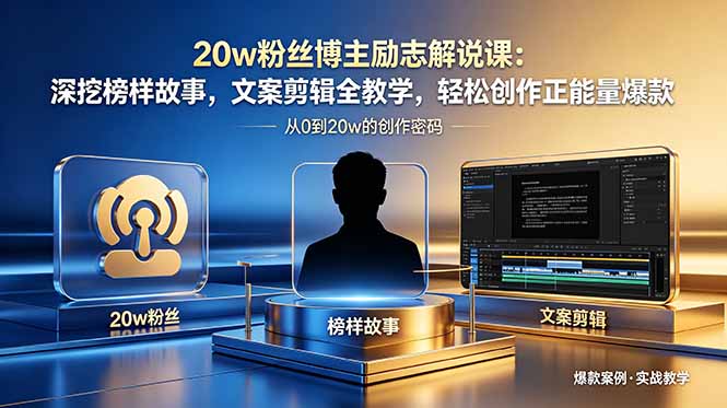20w粉丝博主励志解说课：深挖榜样故事，文案剪辑全教学，轻松创作正能量爆款-FANGXZHAN网创