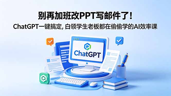 别再加班改PPT写邮件了！ChatGPT一键搞定，白领学生老板都在偷偷学的AI效率课-FANGXZHAN网创