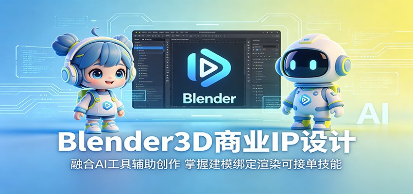 Blender3D商业IP设计：融合AI工具辅助创作，掌握建模绑定渲染可接单技能-FANGXZHAN网创
