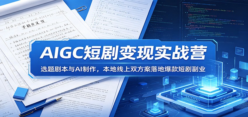 AIGC短剧变现实战营：选题剧本与AI制作，本地线上双方案落地爆款短剧副业-FANGXZHAN网创