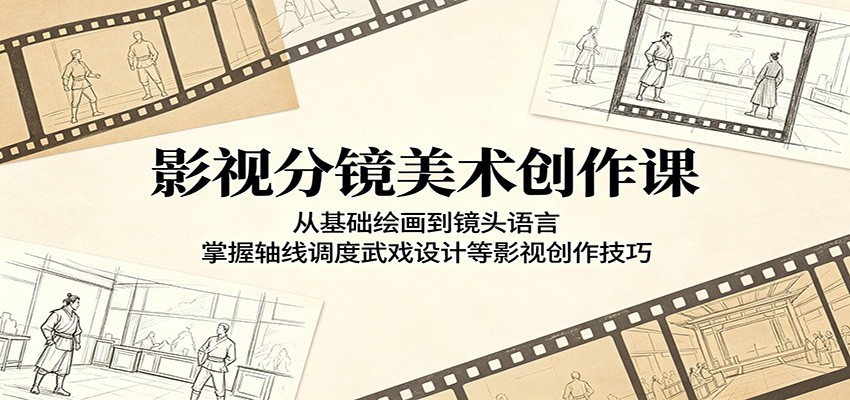 影视分镜美术创作课：从基础绘画到镜头语言，掌握轴线调度武戏设计等影视创作技巧-FANGXZHAN网创
