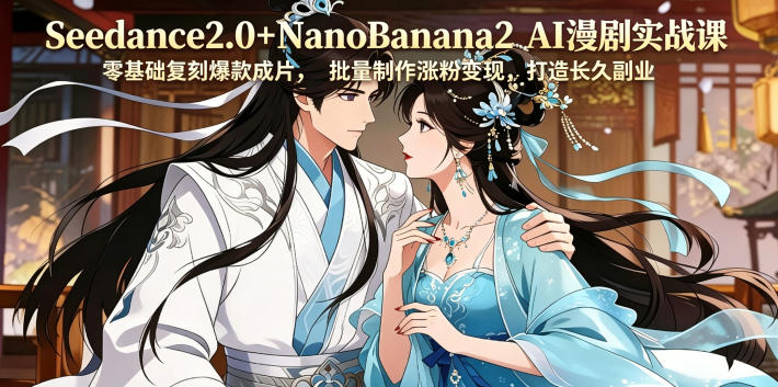 Seedance2.0+NanoBanana2 AI漫剧实战课，零基础复刻爆款成片涨粉变现，打造长久副业收益-FANGXZHAN网创