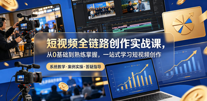 短视频全链路创作实战课，从0基础到熟练掌握，一站式学习短视频创作-FANGXZHAN网创