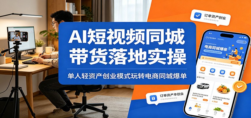 AI短视频同城带货落地实操：单人轻资产创业模式玩转电商同城爆单-FANGXZHAN网创