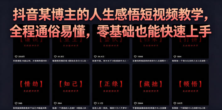 抖音某博主的灰太狼人生感悟短视频教学，全程通俗易懂，零基础也能快速上手-FANGXZHAN网创