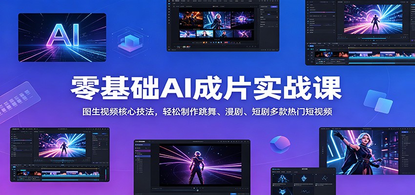 零基础AI成片实战课：图生视频核心技法，轻松制作跳舞、漫剧、短剧多款热门短视频-FANGXZHAN网创