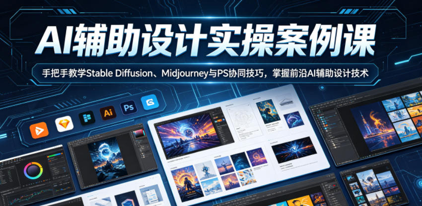 AI辅助设计实操案例课，手把手教学Stable Diffusion、Midjourney与PS协同技巧，掌握前沿AI辅助设计技术-FANGXZHAN网创
