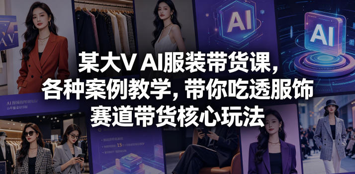 某大V AI服装带货课，各种案例教学，带你吃透服饰赛道带货核心玩法-FANGXZHAN网创