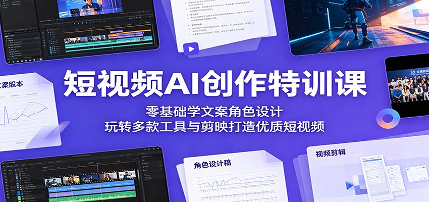 短视频AI创作特训课：零基础学文案角色设计，玩转多款工具与剪映打造优质短视频-FANGXZHAN网创