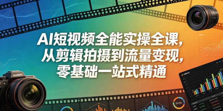 AI短视频全能实操全课，从剪辑拍摄到流量变现，零基础一站式精通-FANGXZHAN网创