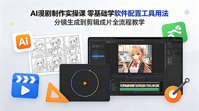 AI漫剧制作实操课 零基础学软件配置工具用法 分镜生成到剪辑成片全流程教学-FANGXZHAN网创