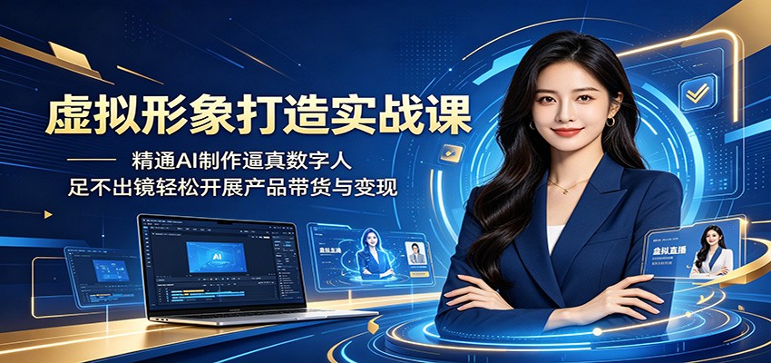 虚拟形象打造实战课：精通AI制作逼真数字人，足不出镜轻松开展产品带货与变现-FANGXZHAN网创