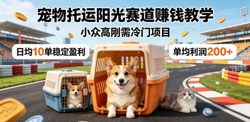 宠物托运阳光赛道賺钱教学，小众高刚需冷门项目，日均10单稳定盈利，单均利润200+-FANGXZHAN网创