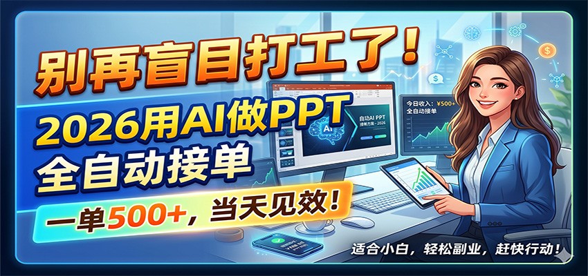 别再盲目打工了！2026用AI做PPT全自动接单，一单5张+，当天见效！-FANGXZHAN网创