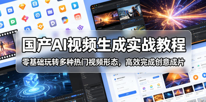 国产AI视频生成实战教程，零基础玩转多种热门视频形态，高效完成创意成片-FANGXZHAN网创