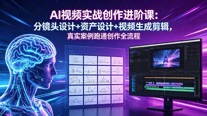 AI视频实战创作进阶课：分镜头设计+资产设计+视频生成剪辑，真实案例跑通创作全流程-FANGXZHAN网创