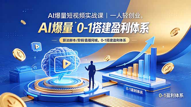 AI爆量短视频实战课｜一人轻创业，算法脚本剪辑直播同城，0-1搭建盈利体系-FANGXZHAN网创