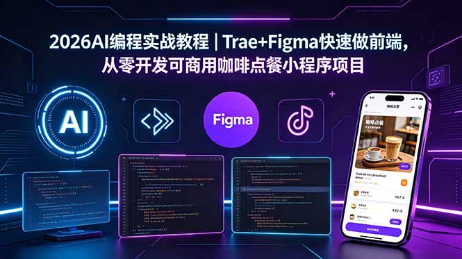2026AI编程实战教程｜Trae+Figma快速做前端，从零开发可商用咖啡点餐小程序项目-FANGXZHAN网创
