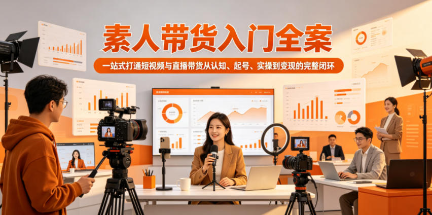 素人带货入门全案，一站式打通短视频与直播带货从认知、起号、实操到变现的完整闭环-FANGXZHAN网创