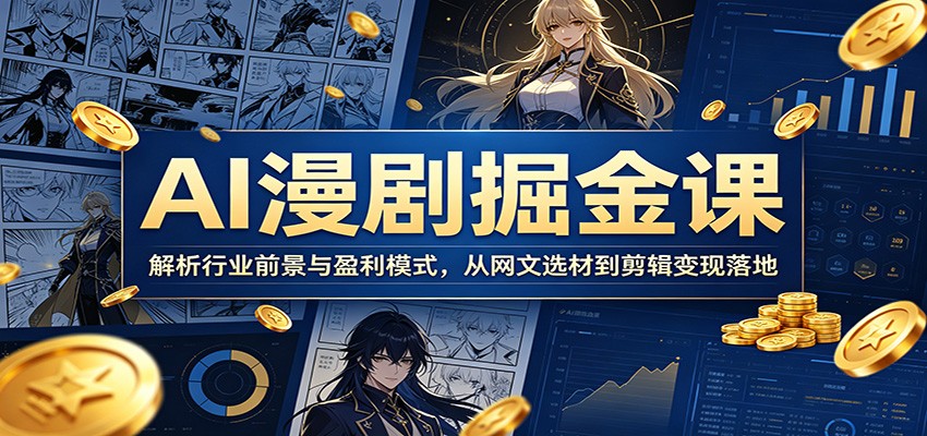 AI漫剧掘金课：解析行业前景与盈利模式，从网文选材到剪辑变现落地-FANGXZHAN网创