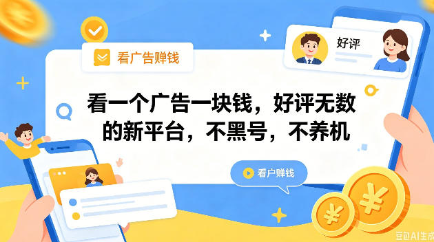 看一个广告一块钱，好评无数的新平台，不黑号，不养机，一撸几十块钱还是不错的【揭秘】-FANGXZHAN网创