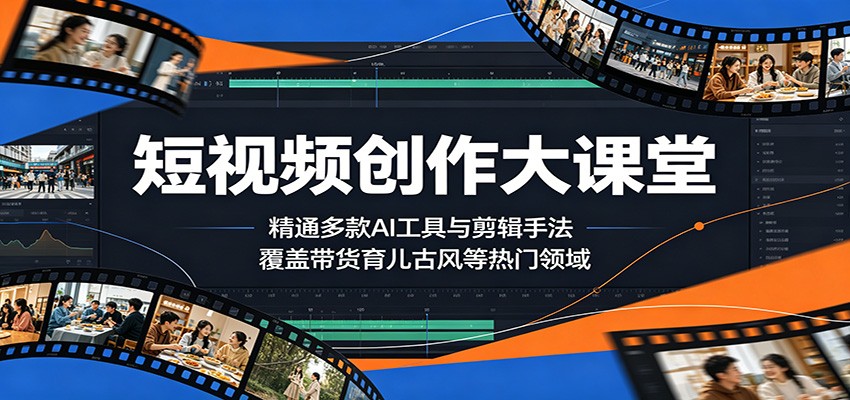 短视频创作大课堂：精通多款AI工具与剪辑手法，覆盖带货、育儿、古风等热门领域-FANGXZHAN网创