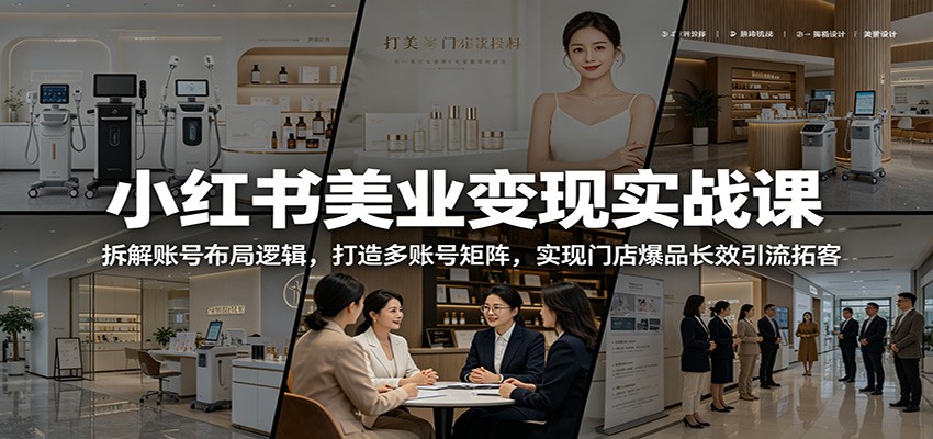 小红书美业变现实战课：拆解账号布局逻辑，打造多账号矩阵，实现门店爆品长效引流拓客-FANGXZHAN网创