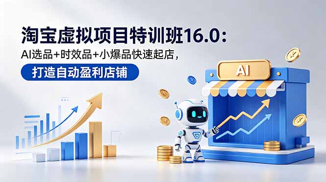 淘宝虚拟项目特训班16.0：AI选品+时效品+小爆品快速起店，打造自动盈利店铺-FANGXZHAN网创