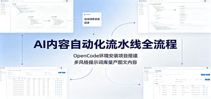 AI内容自动化流水线全流程：OpenCode环境安装项目搭建，多风格提示词库量产图文内容-FANGXZHAN网创