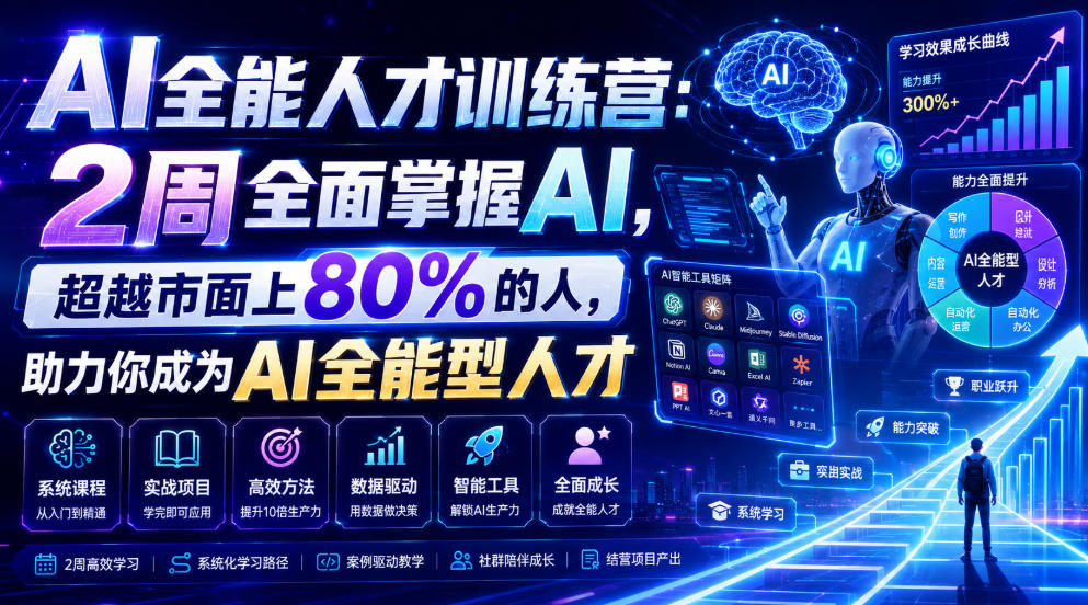 AI全能人才训练营：2周全面掌握AI，超越市面上80%的人，助力你成为AI全能型人才-FANGXZHAN网创