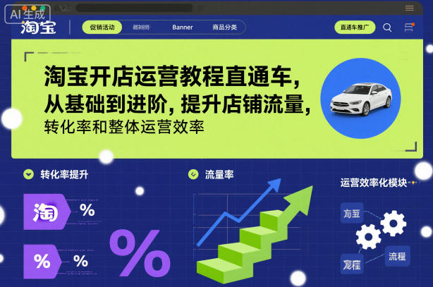 淘宝开店运营教程直通车，从基础到进阶，提升店铺流量，转化率和整体运营效率(更新26年07月11日)-FANGXZHAN网创