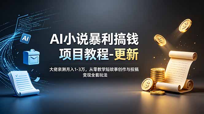 AI小说暴利搞钱项目教程-更新，大佬亲测月入1-3万，从零教学短故事创作与投稿变现全套玩法-FANGXZHAN网创