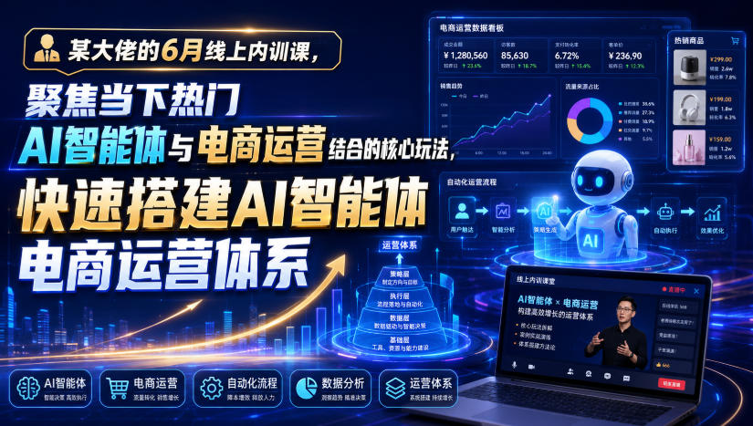 某大佬的6月线上内训课，聚焦当下热门AI智能体与电商运营结合的核心玩法，快速搭建AI智能体电商运营体系-FANGXZHAN网创