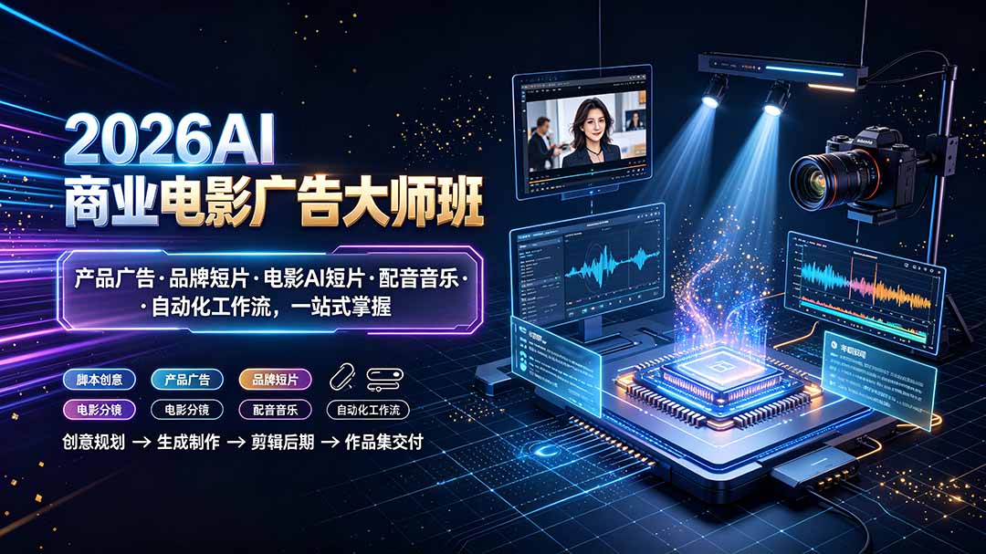 2026AI商业电影广告大师班：产品广告·品牌短片·电影AI短片·配音音乐·自动化工作流，一站式掌握-FANGXZHAN网创