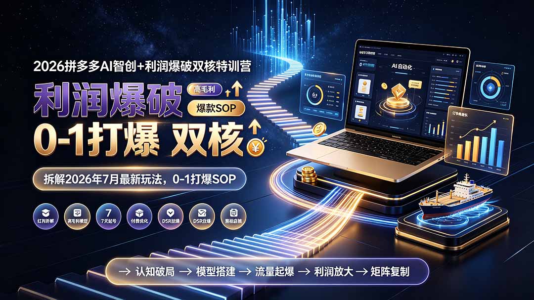 2026拼多多AI智创+利润爆破双核特训营-拆解2026年7月最新玩法，0-1打爆SOP-FANGXZHAN网创