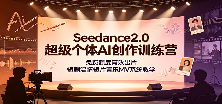 Seedance2.0超级个体AI创作训练营：免费额度高效出片，短剧温情短片音乐MV系统教学-FANGXZHAN网创