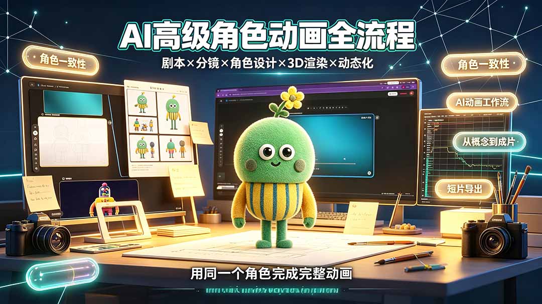 AI高级角色动画全流程：剧本×分镜×角色设计×3D渲染×动态化，从概念到成片一站式教学-FANGXZHAN网创