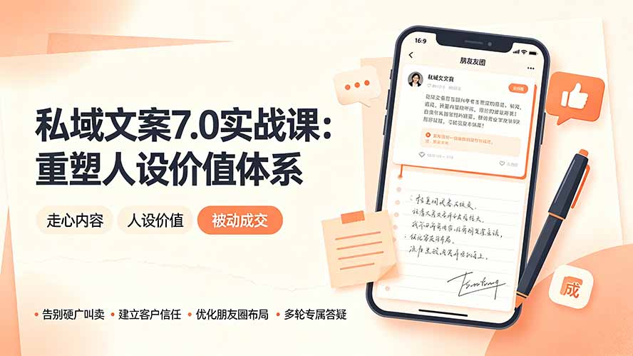 私域文案实战课7.0：重塑人设价值体系｜-告别硬广推销×走心内容×自我价值塑造，实现被动成交-FANGXZHAN网创