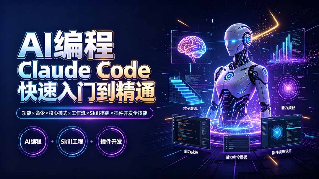 AI编程 Claude Code快速入门到精通：功能×命令×核心模式×工作流×Skill搭建×插件开发全技能-FANGXZHAN网创
