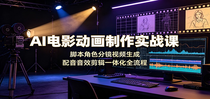 AI电影动画制作实战课：脚本角色分镜视频生成，配音音效剪辑一体化全流程-FANGXZHAN网创
