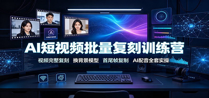 AI短视频批量复刻训练营：视频完整复刻，换背景模型、首尾帧复制、AI配音全套实操-FANGXZHAN网创