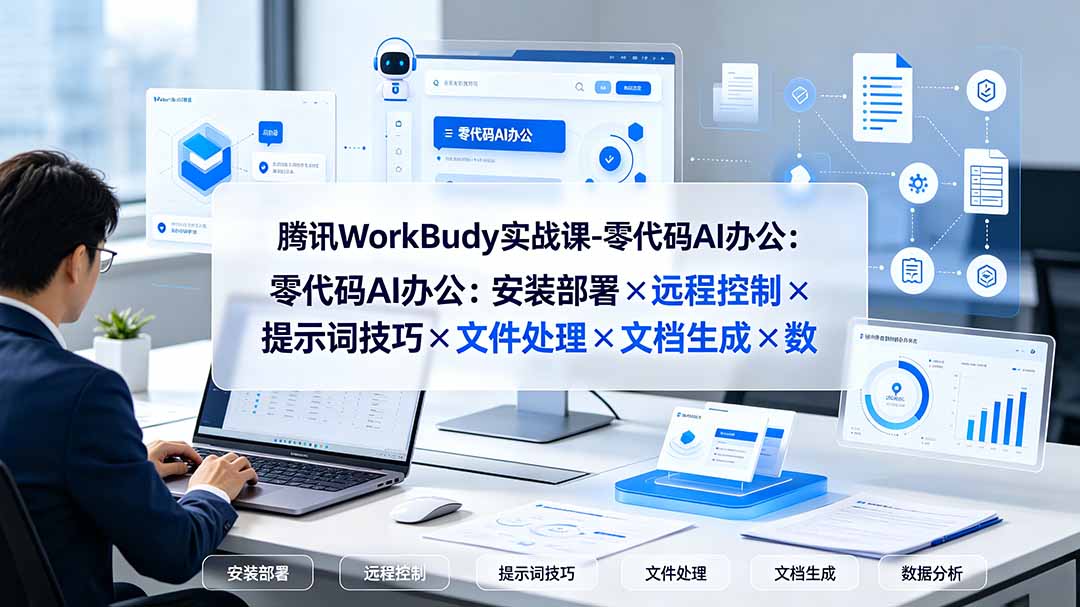 腾讯WorkBuddy实战课-零代码AI办公:安装部署×远程控制×提示词技巧×文件处理×文档生成×数据分析-FANGXZHAN网创